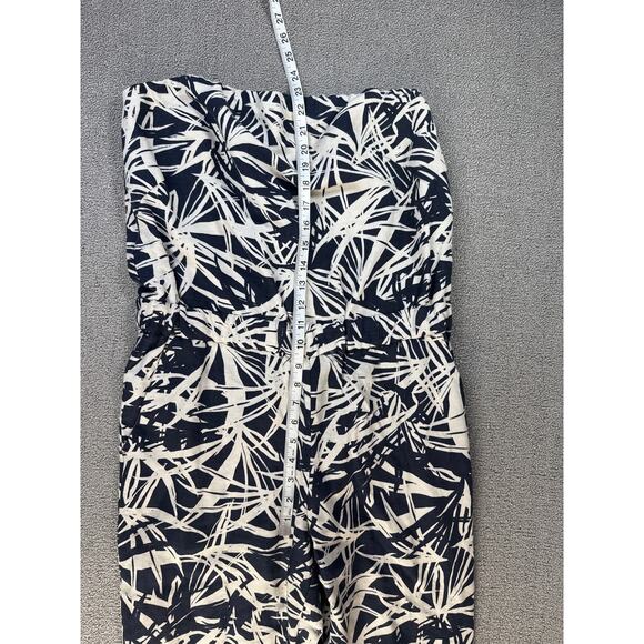 Ann Taylor Loft Strapless Jungle Fever Palm Leaf Jumpsuit Linen Blend Size 6 - Picture 9 of 10